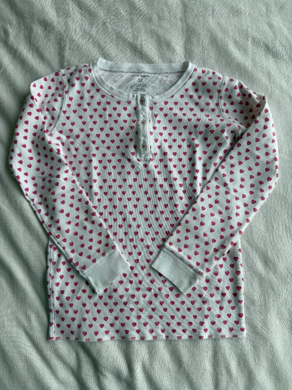 Girls Roller Rabbit Long Sleeve Hearts Pajama Top